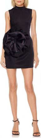 Badgley Mischka Rosette Sleeveless Minidress in Black at Nordstrom, Size 16