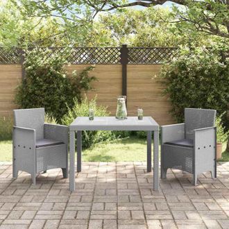 vidaXL Vidaxl - Conjunto De Comedor De Jard&iacute;n 3 Pcs Gris Claro Ratan Polt