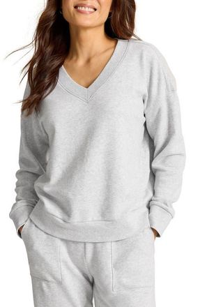 Tommy Bahama Marina del Mar Cotton V-Neck Sweatshirt in Summer Grey Heather at Nordstrom, Size X-Small