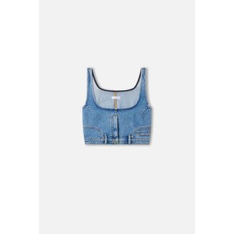 Good American Womens Reworked Denim Vest | Indigo, 3 Size Medium | Good American by Khlo&Egrave; Kardashian