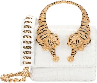 Roberto Cavalli Tassen, Dames, Wit, ONE Size, Leer, Medium Roar Bag