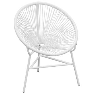 vidaXL Silla Redonda De Cuerdas De Jard&iacute;n Rat&aacute;n Sint&eacute;tico Blanco Vidaxl