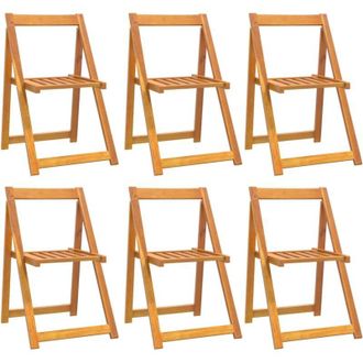 vidaXL Folding Garden Chairs 6 pcs Solid Wood Acacia vidaXL
