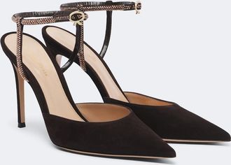 Gianvito Rossi Embellished suede slingback pumps