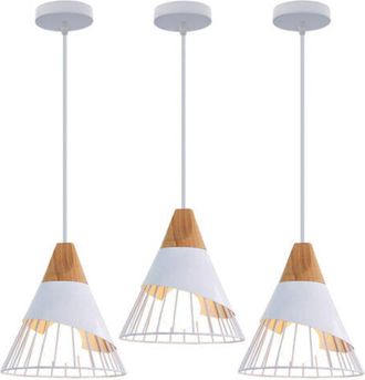 OEM 3 Piezas De L&aacute;mpara Colgante Retro E27 Con Forma De Jaula, Ara&ntilde;a De Metal Vintage Para Techo Interior, Color Blanco