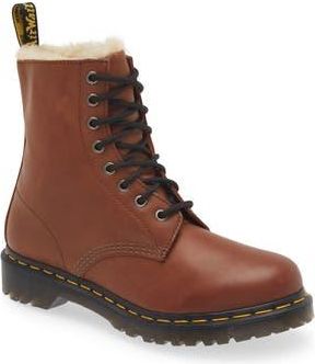 Dr. Martens 1460 Serena Faux Fur Lined Leather Boot in Saddle Tan Farrier at Nordstrom Rack, Size 10Us/ 8Uk