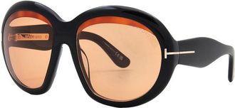 Tom Ford Oval Full Rim Sunglasses - Black
