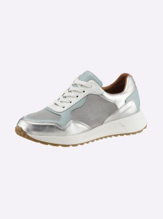 Heine Sneaker HEINE, Damen, Gr. 37, grau (grau, silberfarben), Glattleder, Leder, Rindsleder, Schuhe Sneaker