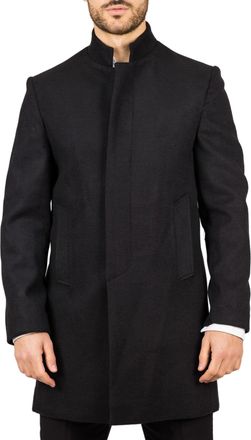 TruClothing Stand Collar Wool Blend Overcoat Classic Trench Coat Winter Jacket