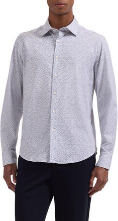 Bugatchi James OoohCotton Leaf Print Button-Up Shirt in Sand at Nordstrom, Size Xxx-Large