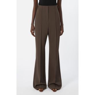 Sportmax Pintuck Knit Flare Leg Pants in Chocolate at Nordstrom, Size X-Small
