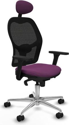 Piqueras y Crespo Piqueras Y Crespo - Jorquera Sincro Malla Negra Similpiel Morado Brazos 3d Base Aluminio Cabecero Fijo Ruedas 65mm Nailon