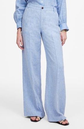 Madewell Zoe Relaxed Wide Leg Linen Pants in Sunfaded Blue at Nordstrom Rack, Size 0