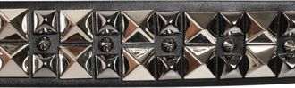 Dolce & Gabbana Mens Black Calf Leather Studded Silver Buckle Belt