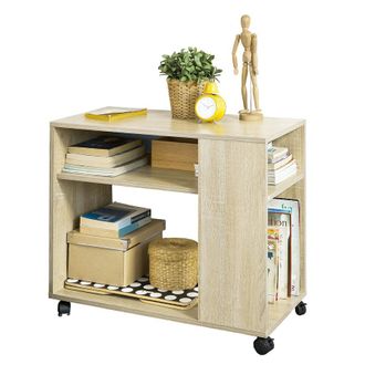 SoBuy Mesa Auxiliares De Sal&oacute;n, Mesa De Centro, Mesa Para El Caf&eacute; Con Ruedas En Dise&ntilde;o Moderno Con Repisa Fbt34-n Sobuy Es