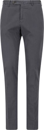 Pantaloni Torino Grey Mid-Rise Straight-Leg Cotton Formal Pants