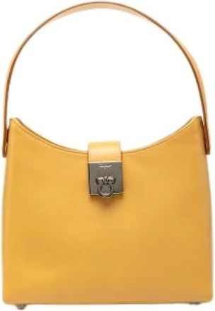 Ferragamo Pre-owned Handbag - Dames - Vintage Handtas - Geel - ONE Size - Leer - Vintage