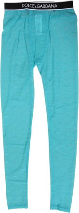 Dolce & Gabbana Womens Logo Print Slim Fit Pants - Turquoise Nylon - Size Small