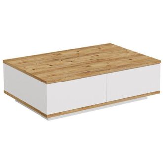 Vente-Unique Tavolino con 2 ante Naturale chiaro e Bianco - LOTULA