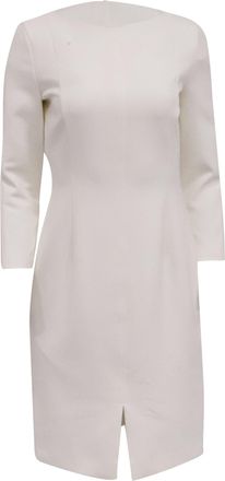 HUGO BOSS Crew Neck Longsleeve Midi Dress in Cream Polyester