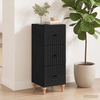 vidaXL Vidaxl Mobile Con Cassetti Nero 33 X 34,5 X 90 Cm Legno