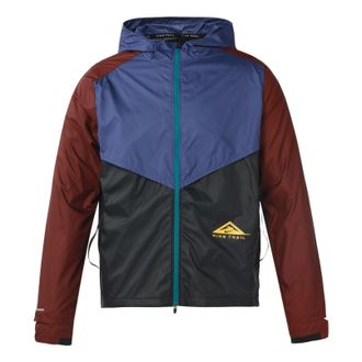 Nike Mens Nike Logo Reflective Design Colorblock Zipper Hooded Long Sleeves Jacket Autumn Purple Black CZ9055-510