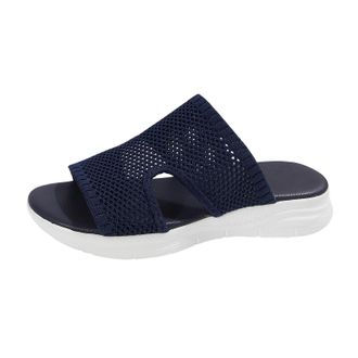 Generic Womens Casual Sandals Wedge Heel Fish Mouth Thick Bottom Comfortable Sandals Wide Width Soft Breathable Insole And Non Slip Rubber Outsole Shoes (Blue