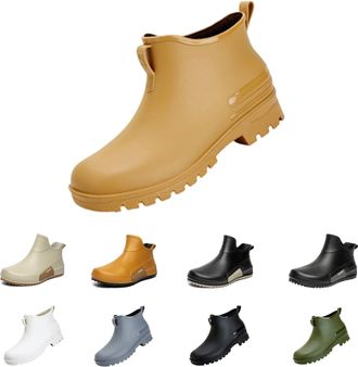 Generic wellington boots Rain Boots for Women Fashion Wide Fit Ankle Boot Waterproof Short Chelsea Booties Wellingtons Round Toe Boot Slip on Non-slip Hiking 