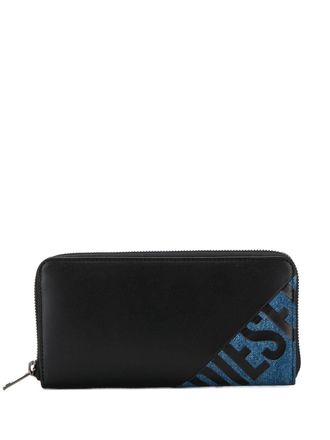 Diesel 24 zip logo wallet - men - Cotton/Calf Leather - One Size - Black