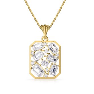 Diamond2Deal 18k Vermeil Plated Silver 5 Ct Emerald Cut Lab Grown Diamond Pendant Necklace 18