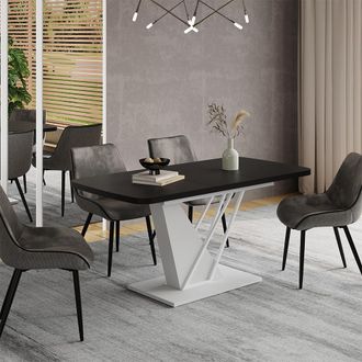 Vicco Mesa De Comedor Fenaro, Blanco/negro, 120 X 80 Cm 2 Partes, Vicco