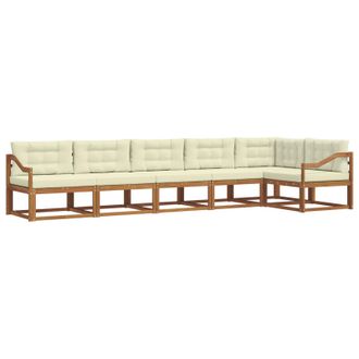 vidaXL Conjunto De Sof&aacute;s De Exterior Con Coj&iacute;n 6 Pcs Natural Y Crema Vidaxl