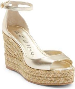 Stuart Weitzman Distia Espadrille Wedge Sandal in Light Gold at Nordstrom Rack, Size 7.5