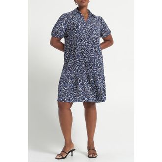 Estelle Abstract Print Jersey Dress in Sapphire/Milk at Nordstrom, Size 16W
