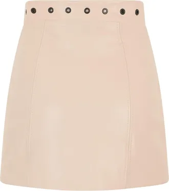 The Mannei Womens Leather Skirt Beige Calfskin