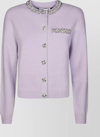 Self Portrait ribbed crystal-embellished cardigan