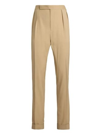 Ralph Lauren Purple Label Gregory pleated gabardine trousers - men - Wool/Viscose/Cattle Horn - 38 - Neutrals