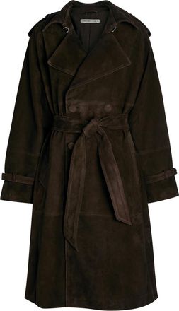 AARON ESH Double-breasted Suede Trench Coat - Brown - S (UK8-10 / S)