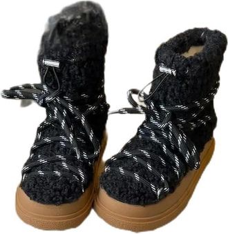 Generic QXDZSW Lined Thiened Fur Boots Women Snow Boots Winter SLE White ular Warm Cotton