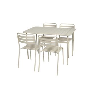 Sweeek Set mesa de jard&iacute;n bistr&oacute; de acero con 4 sillas, 120cm, beige