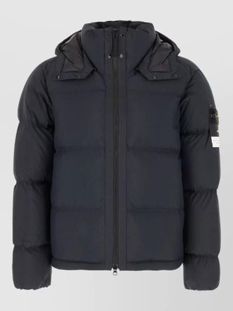 Stone Island hooded nylon down jacket long sleeves