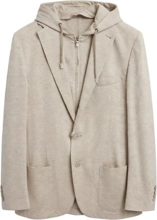 Eleventy Gemengde Katoenen Jas met Juk - Heren - Blazers - Beige - L - Katoen - Jassen