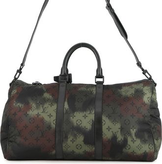 Louis Vuitton Monogram Khaki Noir Nylon Leather Boston Bag (Pre-Owned)