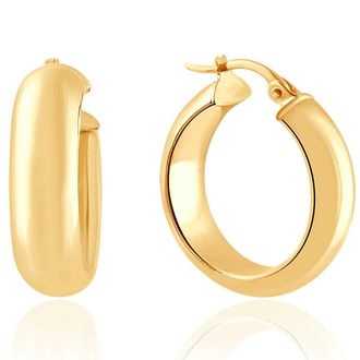 Pompeii3 14k Yellow Gold 5.5mm Small Designer Hoops Womens Earrings 3/4 Tall 2.30grams