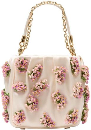 Self Portrait Self-Portrait Floral Beaded Shoulder Bag Beige