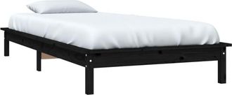 vidaXL Estructura de cama madera maciza de pino negra 100x200 cm Vidaxl