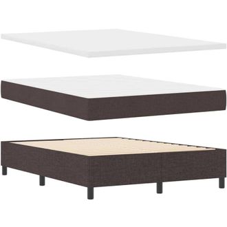 vidaXL Cama Tipo Box Spring Marr&oacute;n Oscuro 140 X 190 Cm Tela Vidaxl