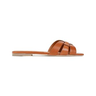 Saint Laurent Sandalias Tribute de piel - Shoes - Mujer - Marr&oacute;n - 37 EU