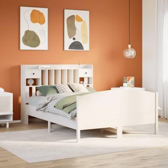 Berkfield Home Bookcase Bed without Mattress White 160x200cm Solid Wood Pine | Size: 160x200 cm