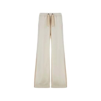 Herno Broeken, Dames, Wit, S, Wol, Broek met elastische taille en wijde pijpen